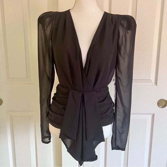 Ronny Kobo Trina Long Sleeve Blouse Black Small NWT MSRP $368 - Picture 2 of 8